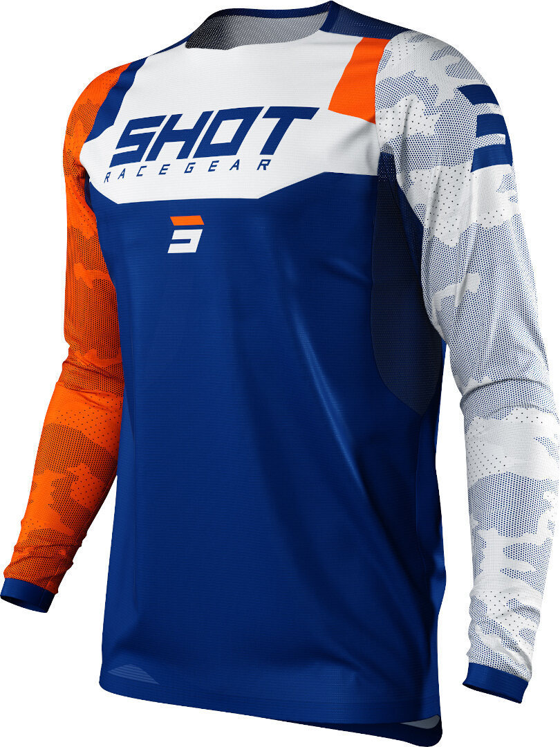 Shot Contact Camo Motocross Jersey, blue-orange, Size S, blue-orange, Size S