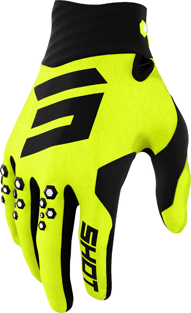 Shot Contact Motocross Gloves, black-yellow, Size S M, black-yellow, Size S M