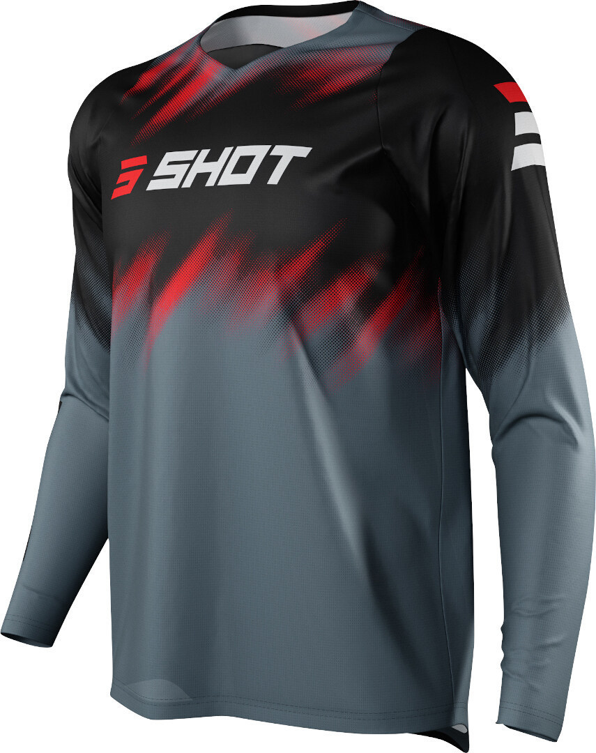 Shot Devo Versus Motocross Jersey, black-grey-red, Size S, black-grey-red, Size S