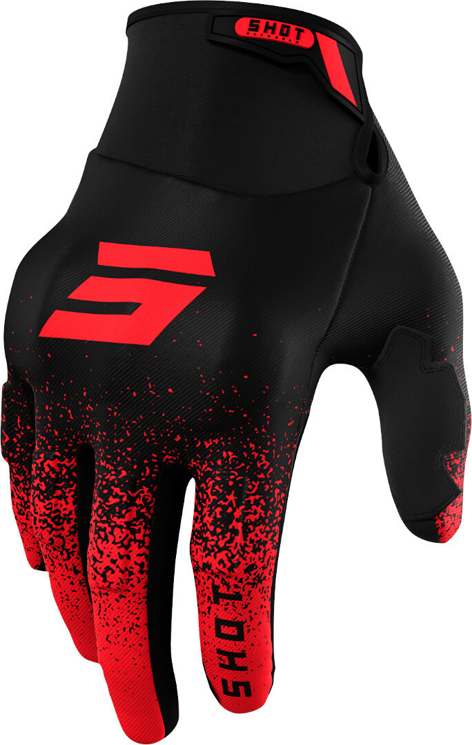 Shot Drift Edge Motocross Gloves, black-red, Size M L, black-red, Size M L