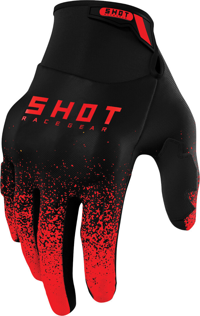 Shot Drift Edge Motocross Gloves, black-red, Size L for Men-image-910025180