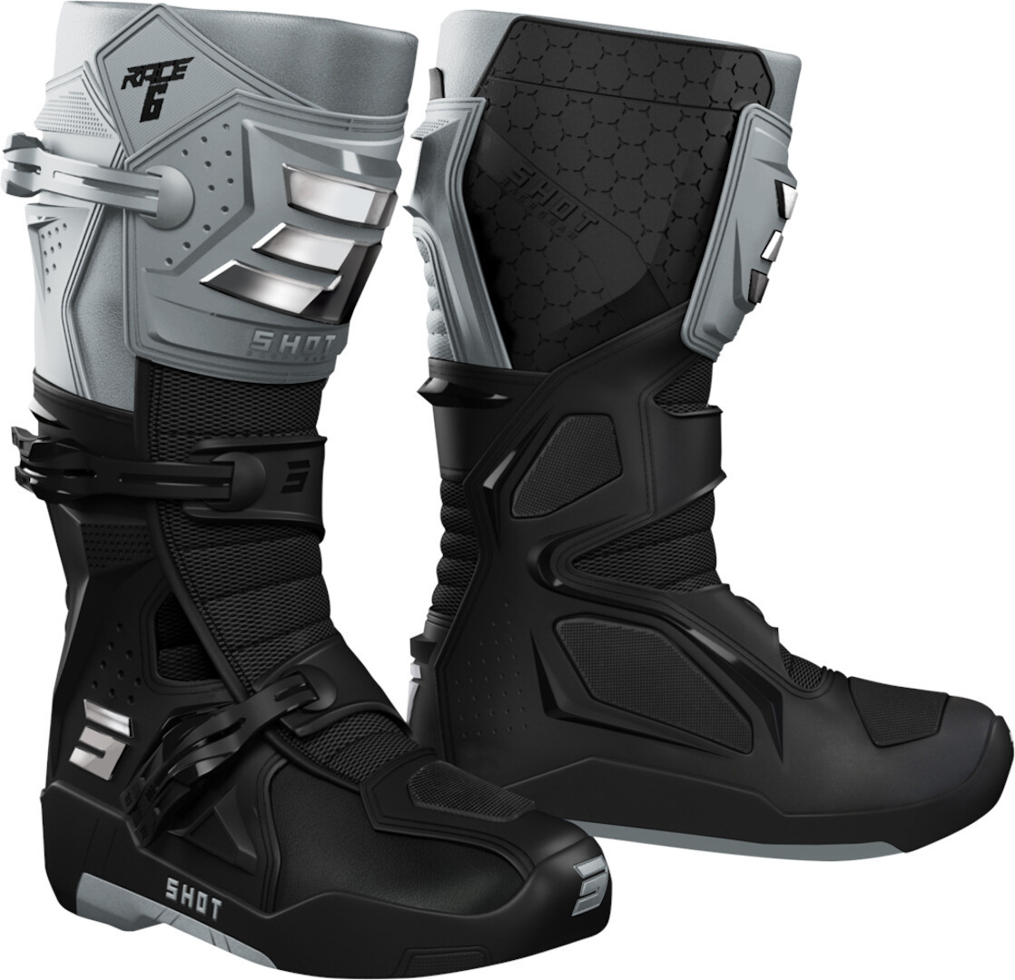 Shot Race 6 Motocross Boots, black-grey, Size 39, black-grey, Size 39