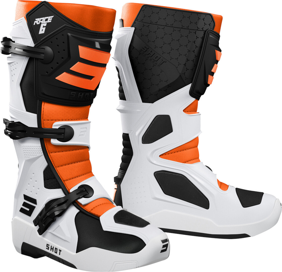 Shot Race 6 Motocross Stiefel, weiss-orange, Größe 48, weiss-orange, Größe 48