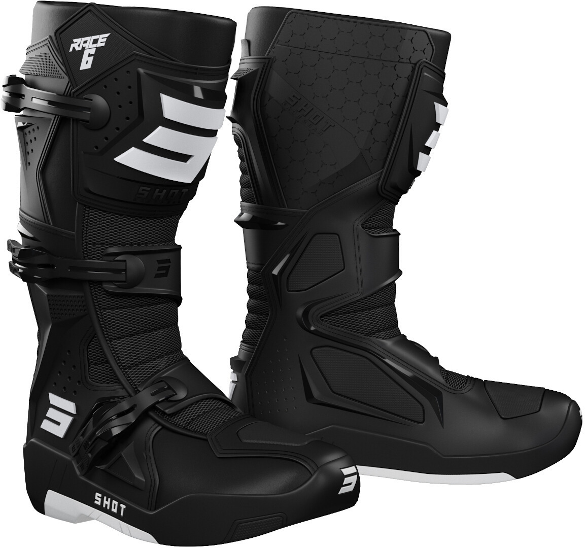 Shot Race 6 Motocross Boots, black-white, Size 39, black-white, Size 39