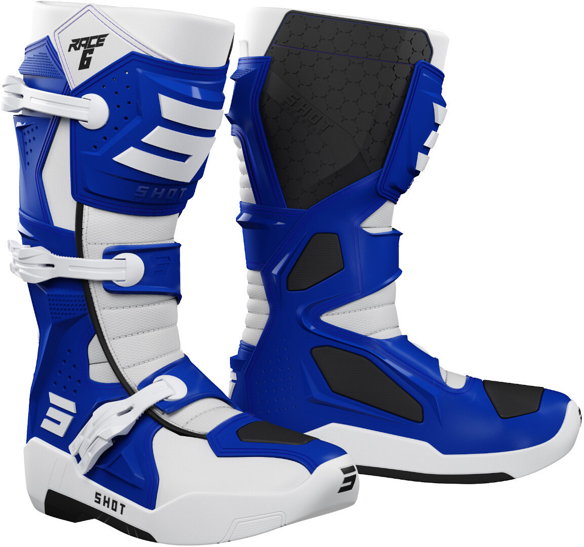 Shot Race 6 Motocross Boots, white-blue, Size 39, white-blue, Size 39