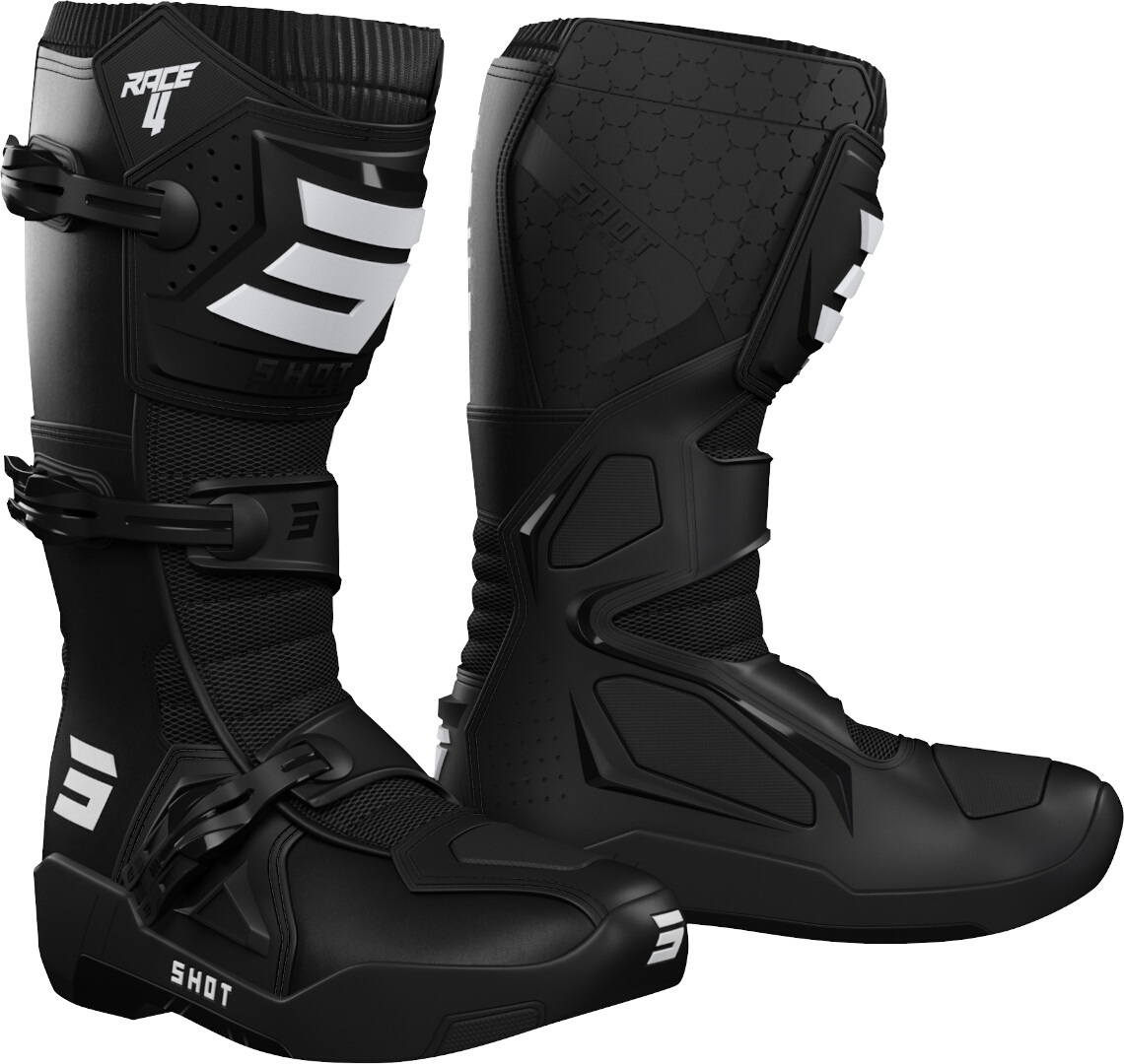 Shot Race 4 Motocross Boots, black-white, Size 39, black-white, Size 39
