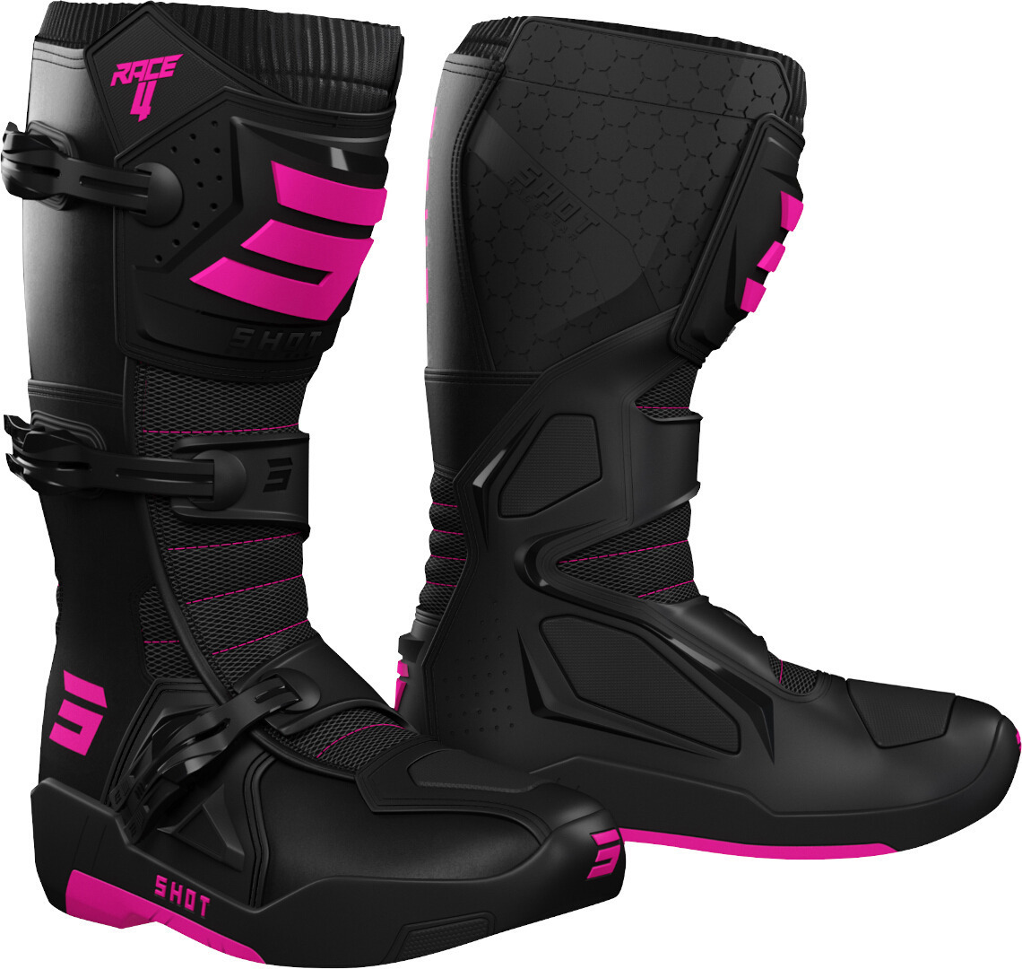 Shot Race 4 Motocross Boots, black-pink, Size 39, black-pink, Size 39