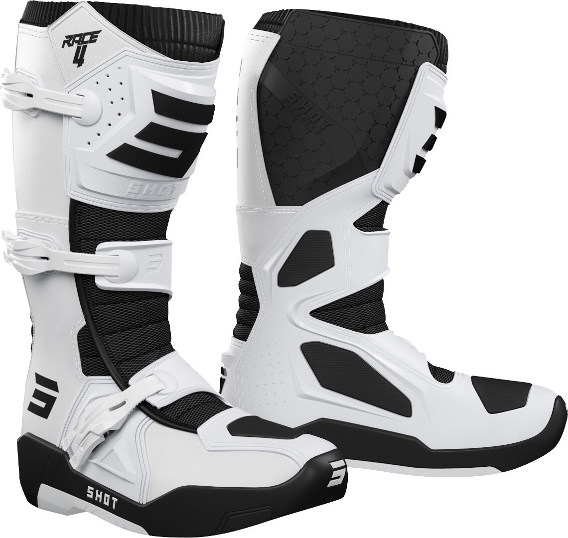 Shot Race 4 Motocross Boots, black-white, Size 39, black-white, Size 39