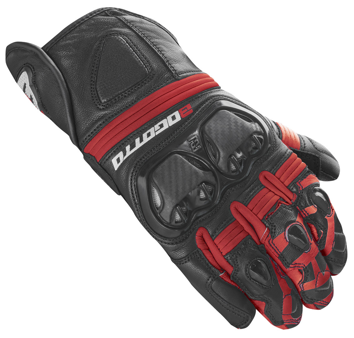 Bogotto Grand Champ De Handschoenen van de motorfiets, zwart-rood, afmeting L
