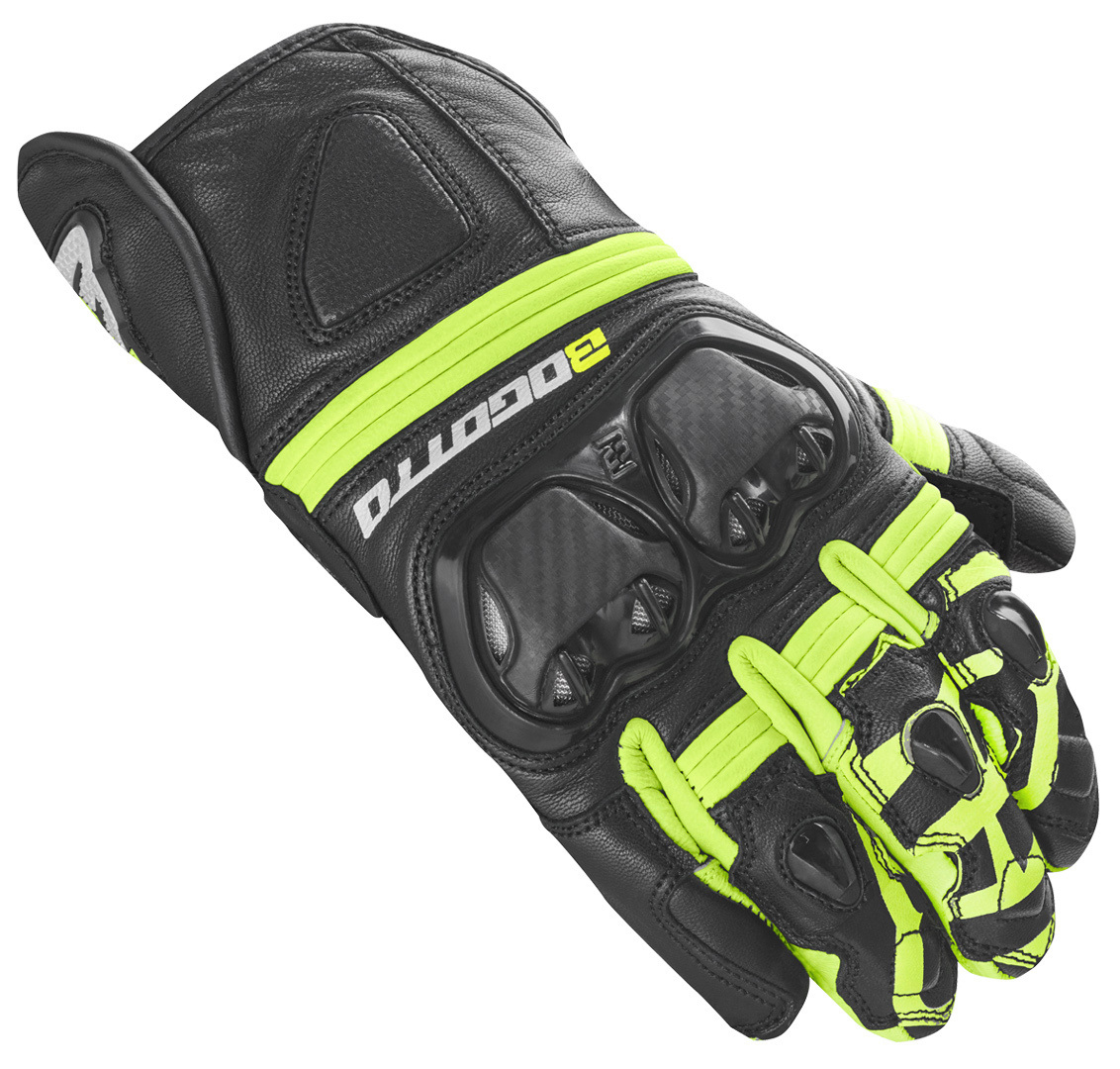Bogotto Grand Champ De Handschoenen van de motorfiets, zwart-geel, afmeting S
