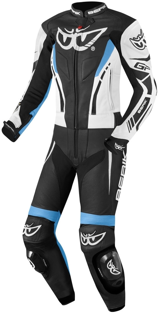 Berik Monza Ladies Two-Piece Motorcycle Leather Suit, black-white-blue, Size 38 for Women, black-white-blue, Size 38 for Women