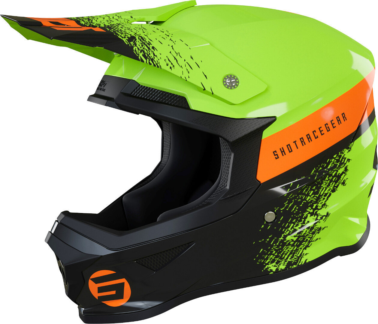 Shot Furious Roll Kids Motocross Helmet, black-green-orange, Size S, black-green-orange, Size S