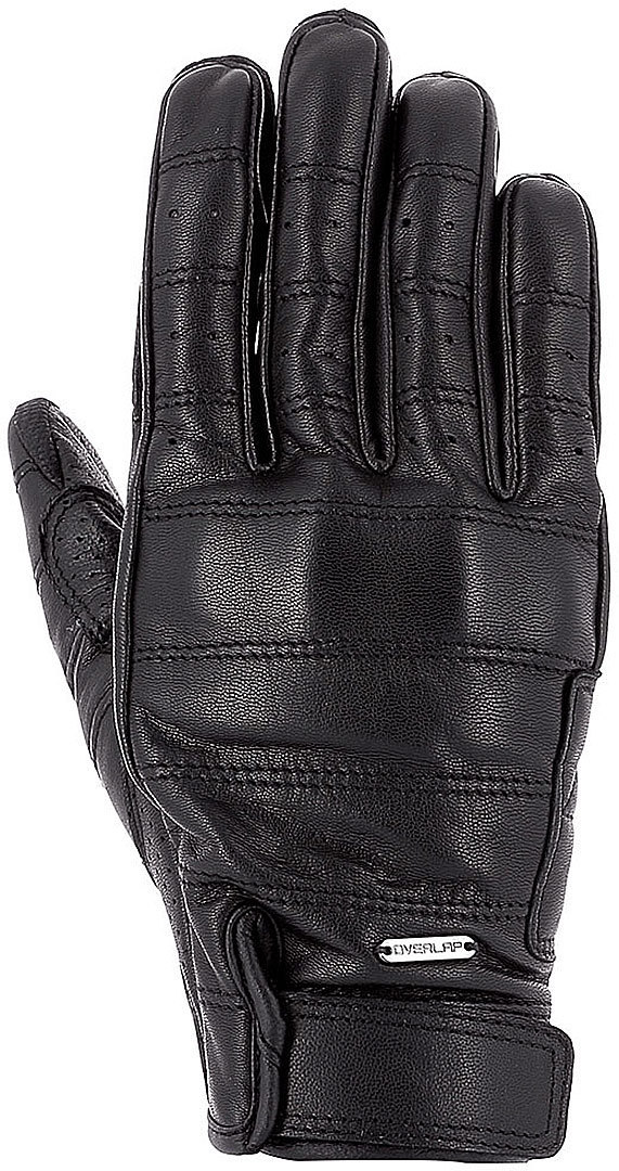 Overlap Flat Track Motorcycle Leather Gloves, black, Size 3XL, black, Size 3XL