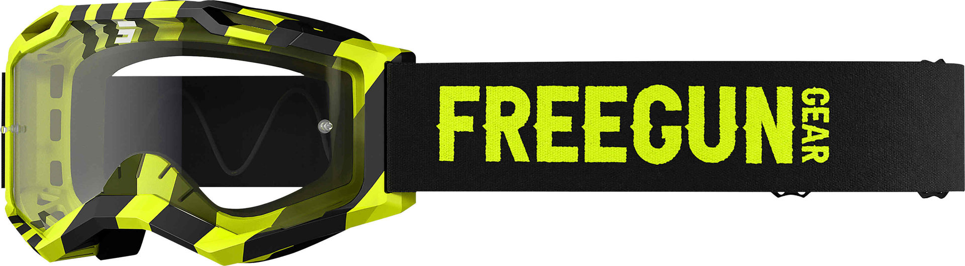 Freegun Danger Motocross Goggles, black-yellow, black-yellow, Size One Size