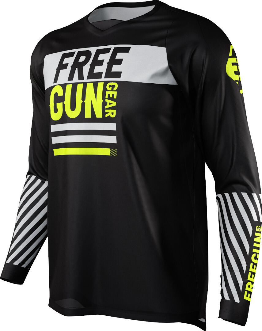 Freegun Devo Danger Motocross Jersey, black-white-yellow, Size 2XL, black-white-yellow, Size 2XL