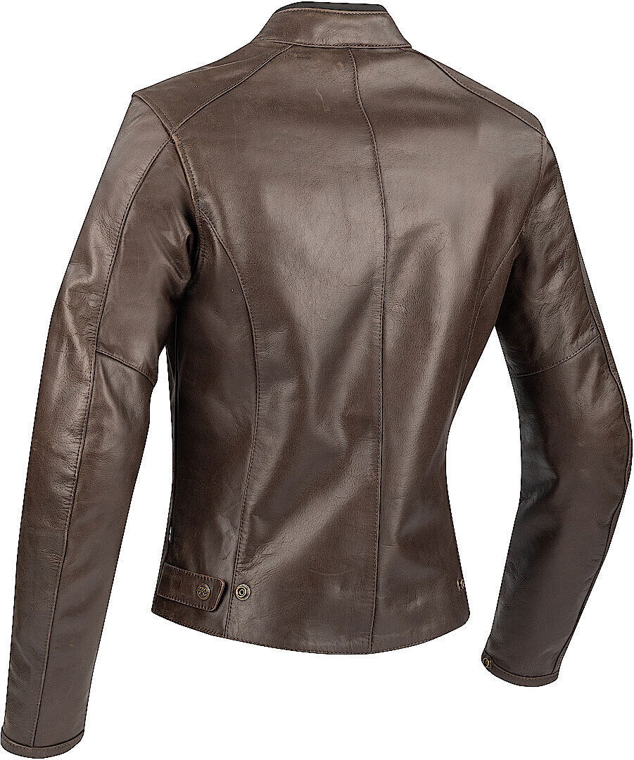 Side view of Segura Laxey Ladies Motorcycle Leather Jacket, brown, Size 46 for Women