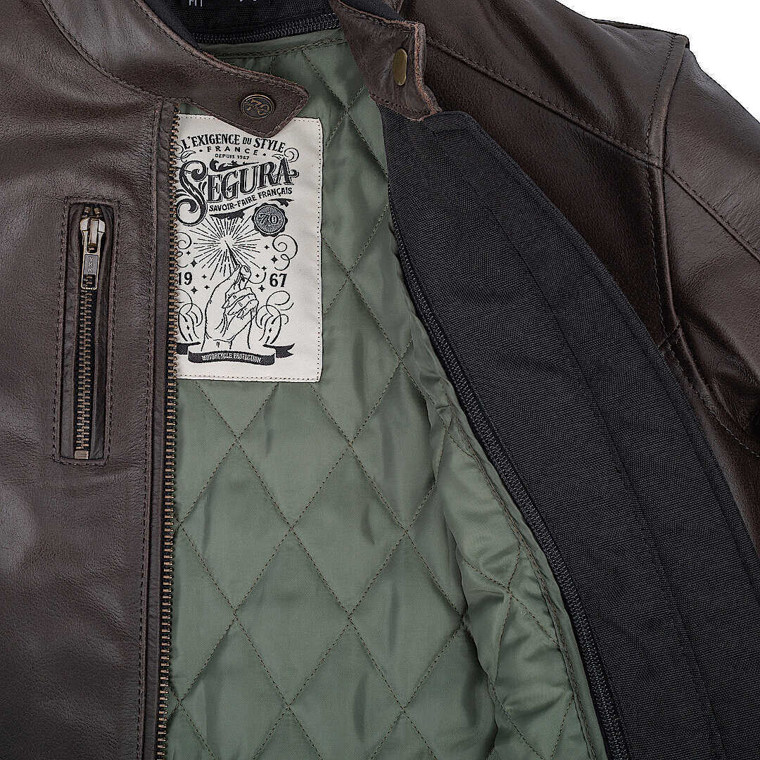 Side view of Segura Laxey Ladies Motorcycle Leather Jacket, brown, Size 46 for Women