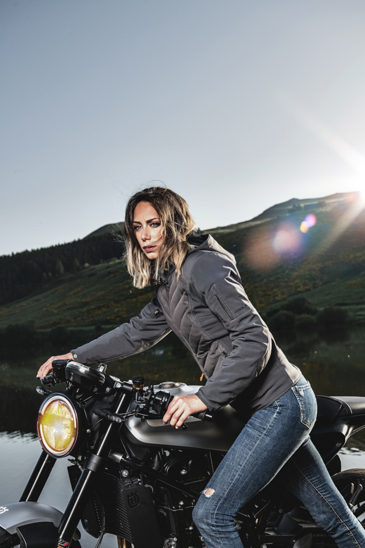 Side view of Segura Natcho Ladies Motorcycle Textile Jacket, grey, Size 44 for Women