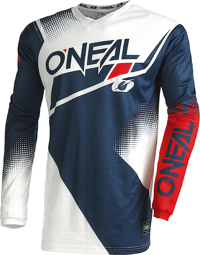 Oneal Element Racewear V.22 Motocross Jersey, white-red-blue, Size S, white-red-blue, Size S