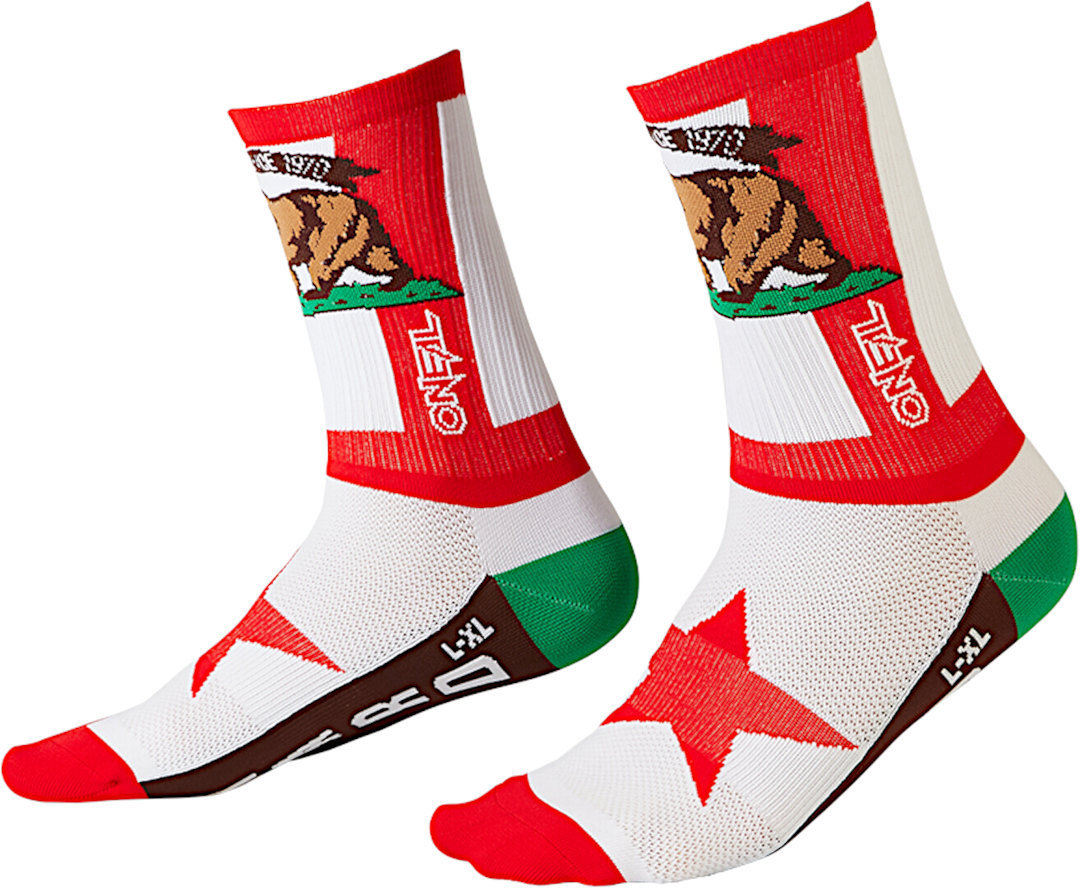 Oneal California V.22 MTB Socks, white-red, Size 39 42, white-red, Size 39 42