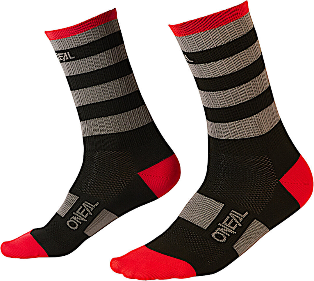 Oneal Stripe V.22 MTB sockor, svart-grå-röd, storlek 43 46