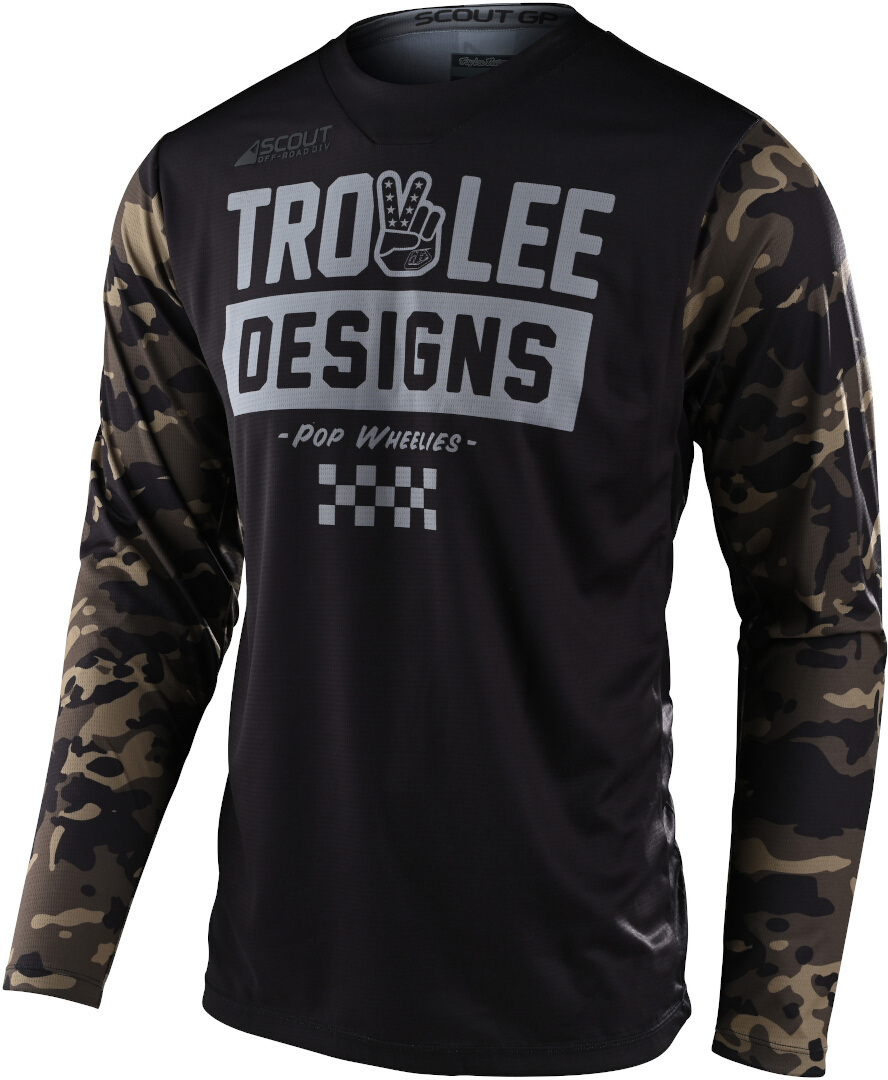 Troy Lee Designs Scout GP Peace & Wheelies Camo Motocross Jersey, multicolored, Size XS, multicolored, Size XS