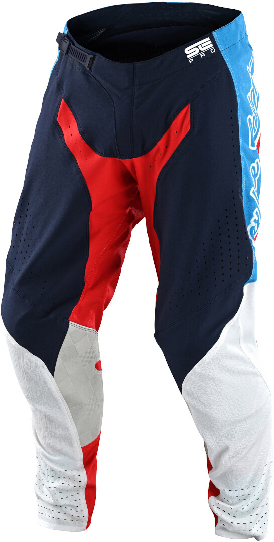 Troy Lee Designs SE Pro Quattro Motocross Pants, white-red-blue, Size 32, white-red-blue, Size 32