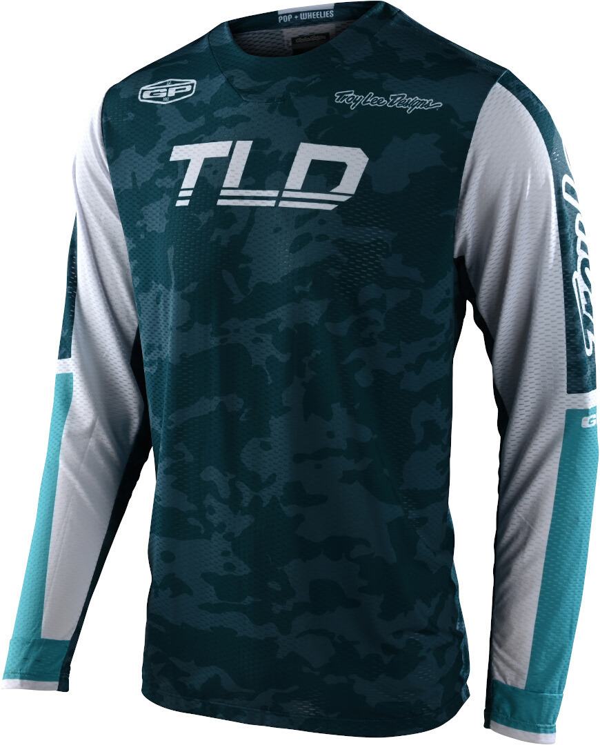 Troy Lee Designs GP Air Veloce Camo Motocross Jersey, white-blue, Size S, white-blue, Size S