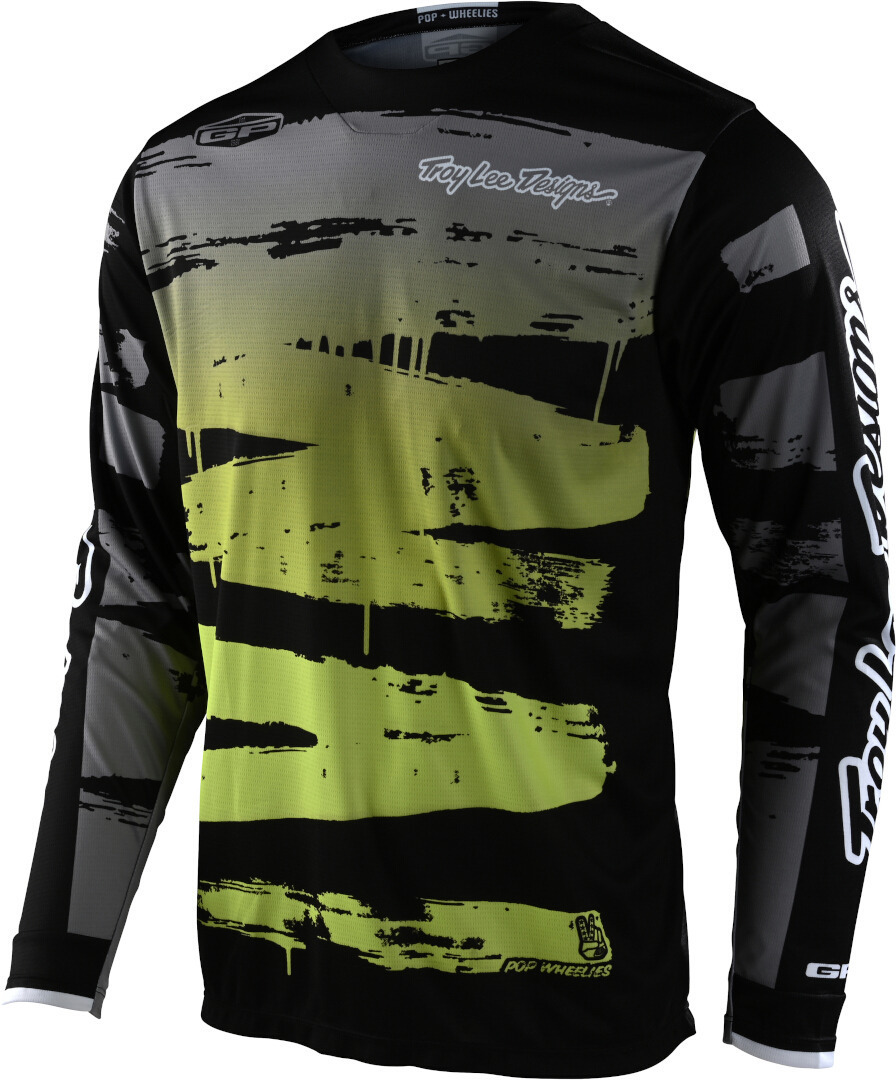 Troy Lee Designs GP Brushed Motocross Jersey, black-grey-green, Size M, black-grey-green, Size M