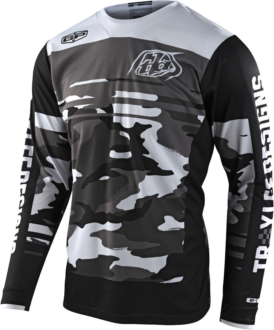 Troy Lee Designs GP Formula Camo Motocross Jersey, black-grey-white, Size M, black-grey-white, Size M