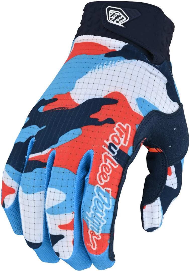 Troy Lee Designs Air Formula Camo Youth Motocross Gloves, white-blue-orange, Size M, white-blue-orange, Size M