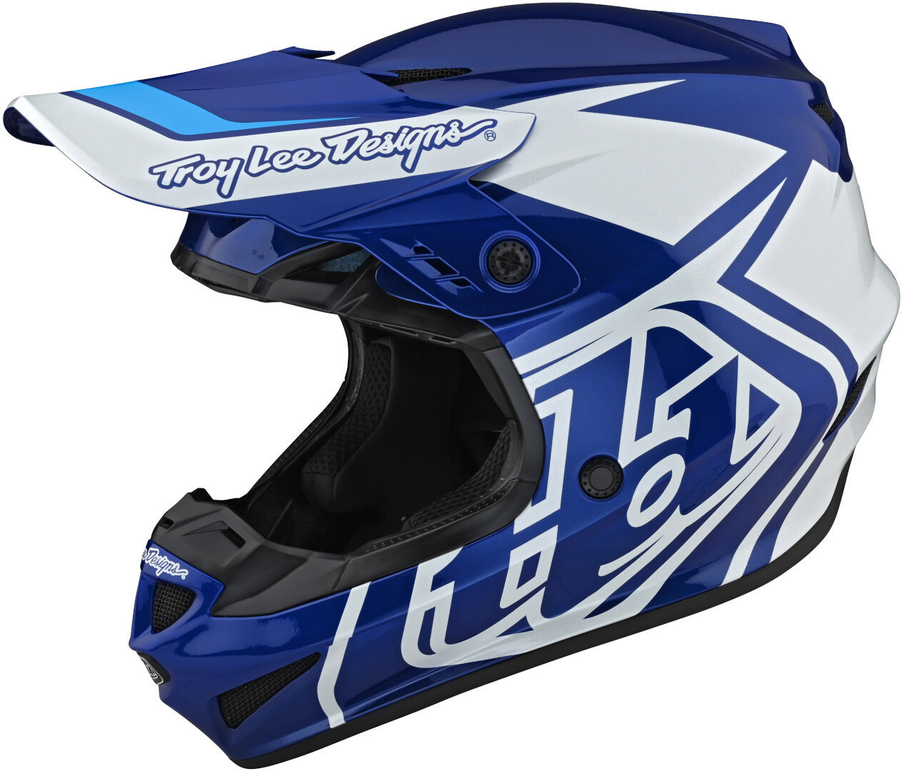 Troy Lee Designs GP Overload Youth Motocross Helmet, white-turquoise-blue, Size M, white-turquoise-blue, Size M