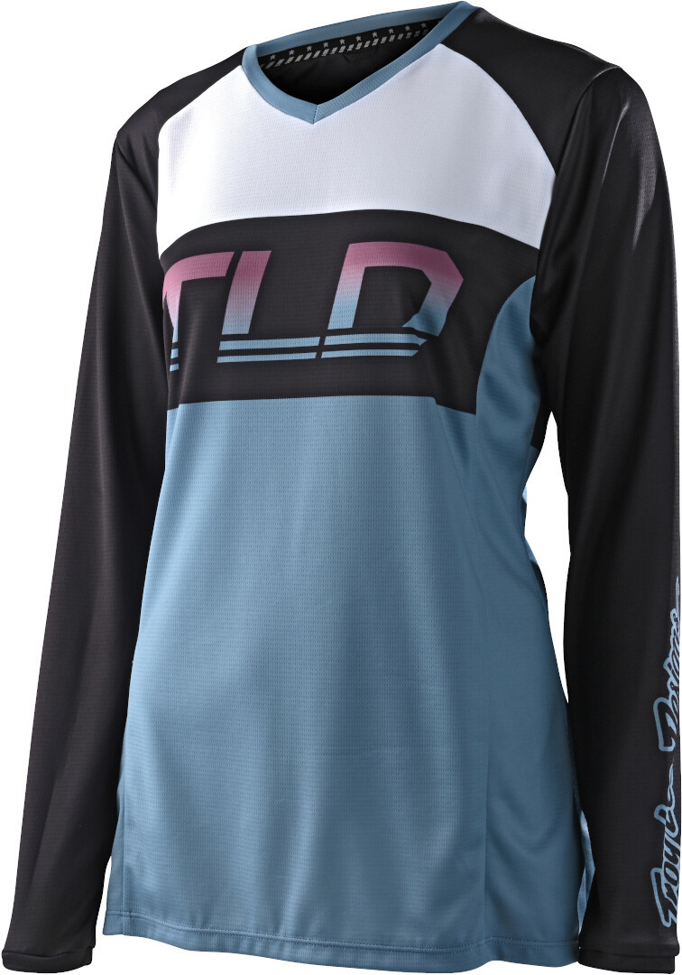 Troy Lee Designs GP Icon Ladies Motocross Jersey, black-white-blue, Size S for Women, black-white-blue, Size S for Women