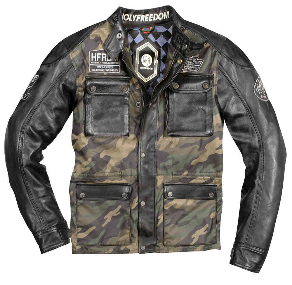 HolyFreedom Quattro Camo motor lederen/textiel jas