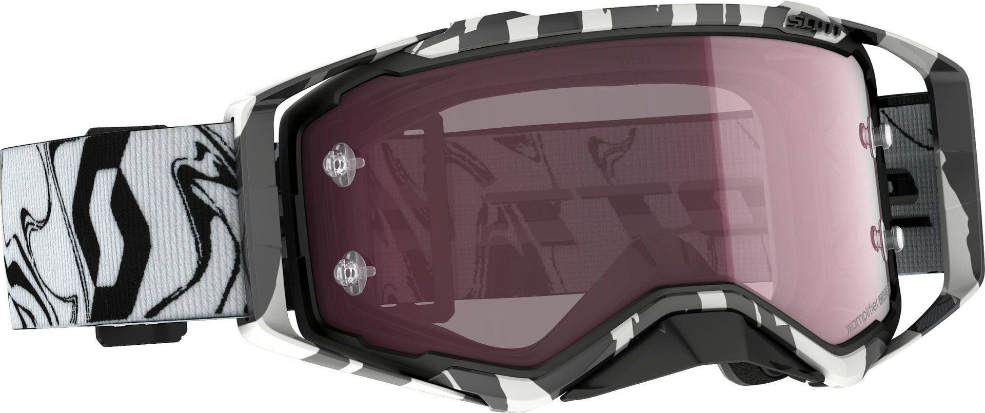 Image of Scott Prospect Amplifier Occhiali Motocross in bianco/nero, rosa