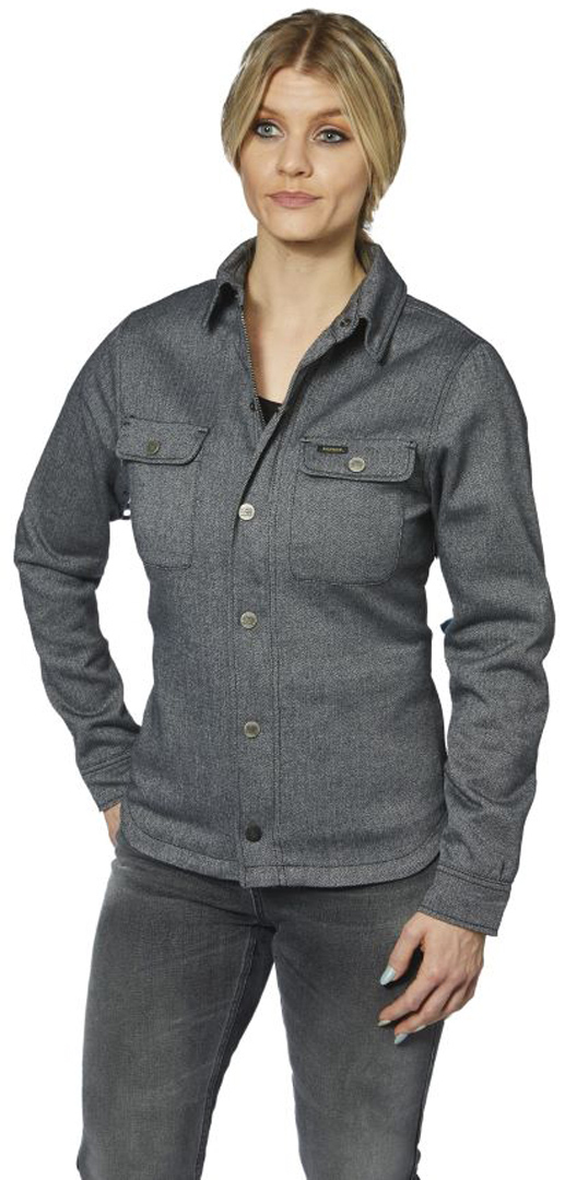 Rokker Boston Rider Ladies Motorcycle Shirt, grey, Size XS for Women, grey, Size XS for Women