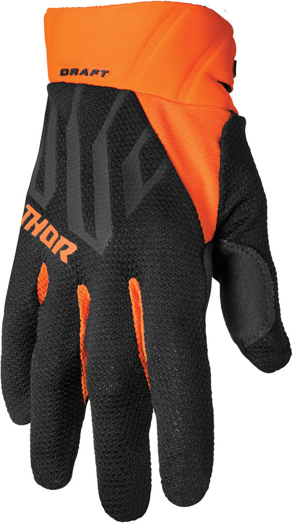 Thor Draft Lines Motorcross handschoenen, zwart-oranje, afmeting XS