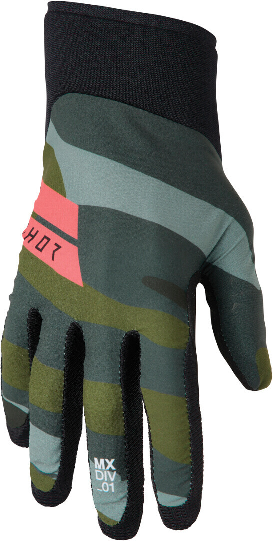 Thor Agile Status Motocross Gloves, green-multicolored, Size XS, green-multicolored, Size XS