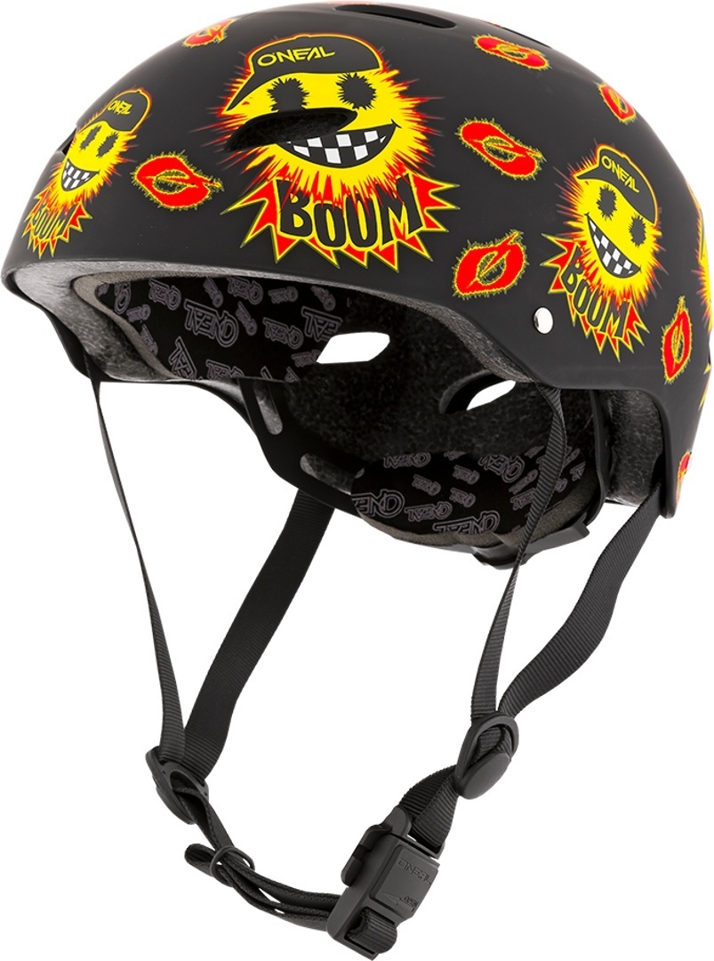 Oneal Dirt Lid Emoji Ungdoms cykelhjelm, sort-rød-gul, størrelse M