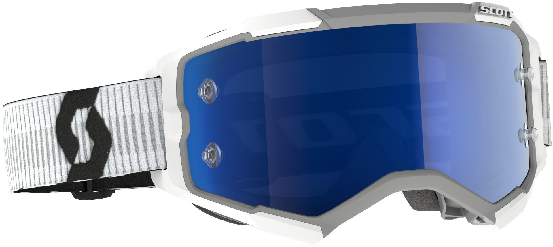 Scott Fury Chrome white/blue Motocross Goggles, white-blue, white-blue, Size One Size