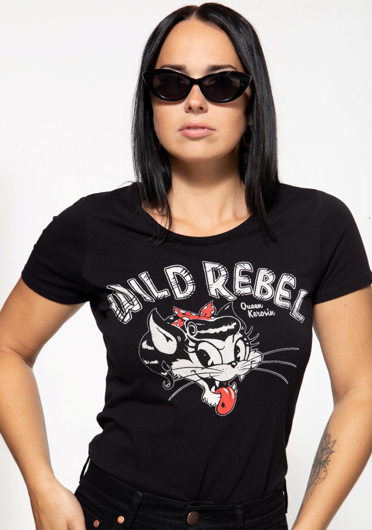 Queen Kerosin Wild Rebel T-Shirt Femme