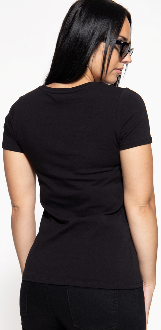 Side view of Queen Kerosin Wild Rebel Ladies T-Shirt, black, Size 2XL for Women