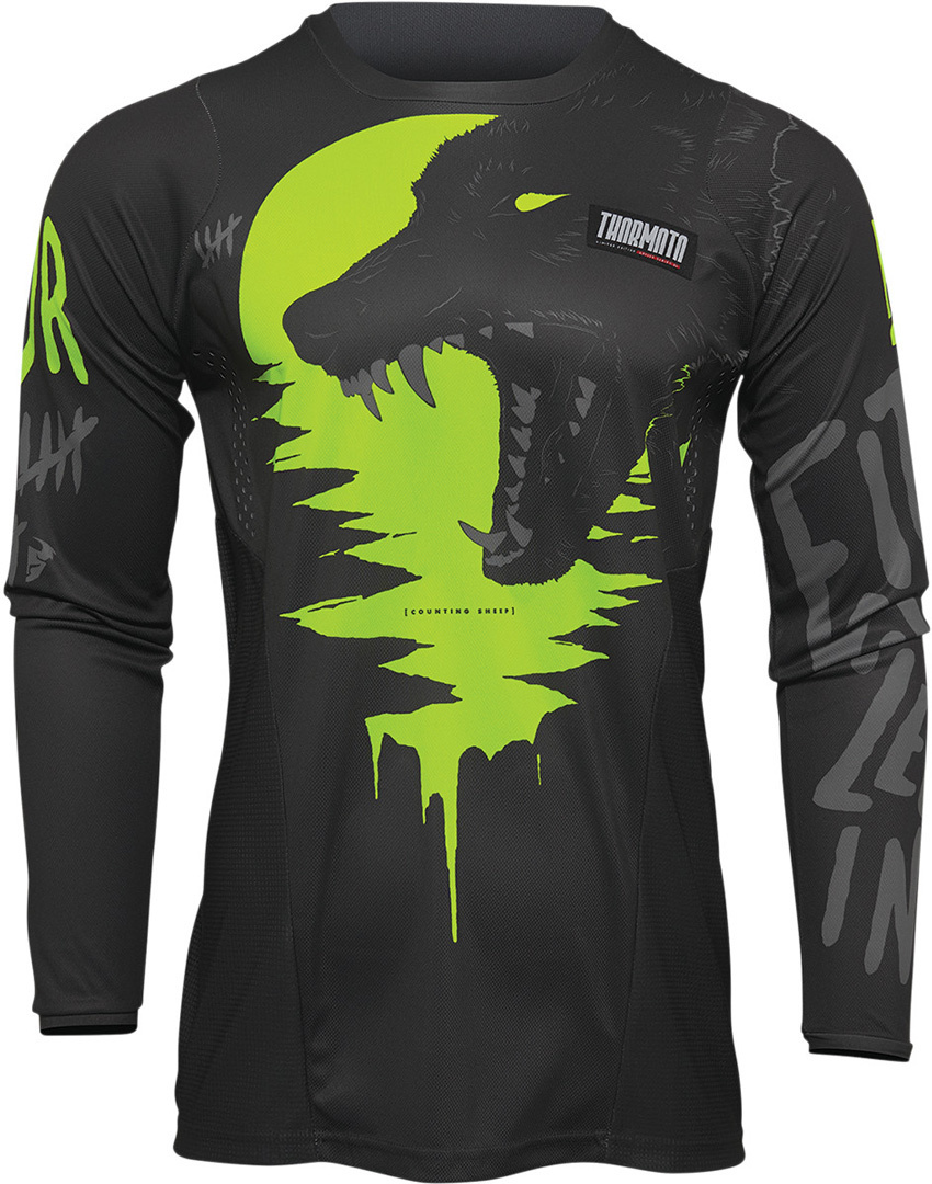 Thor Pulse Counting Sheep Youth Motocross Jersey, black-grey, Size XS, black-grey, Size XS