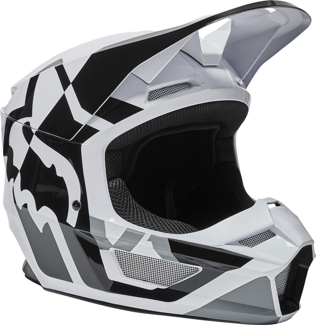 FOX V1 Lux Jeugd Motorcross Helm, zwart-wit, afmeting M