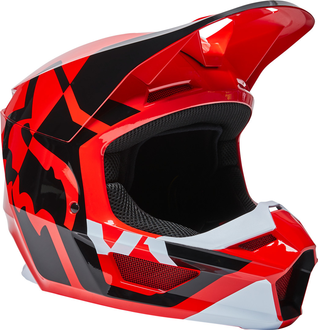 FOX V1 Lux Jugend Motocross Helm, rot, Größe S, rot, Größe S