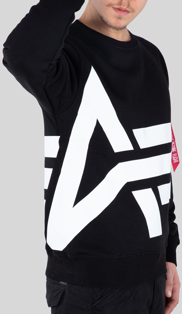 Alpha Industries Side Logo Pullover, svart, storlek S