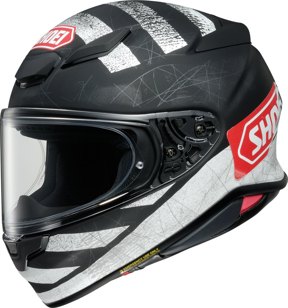 Image of Shoei NXR 2 Scanner Casco, nero-bianco-rosso, dimensione XS