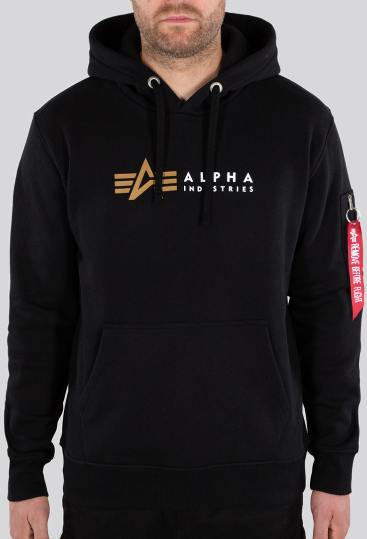Alpha Industries Label Hoodie, zwart, afmeting XL