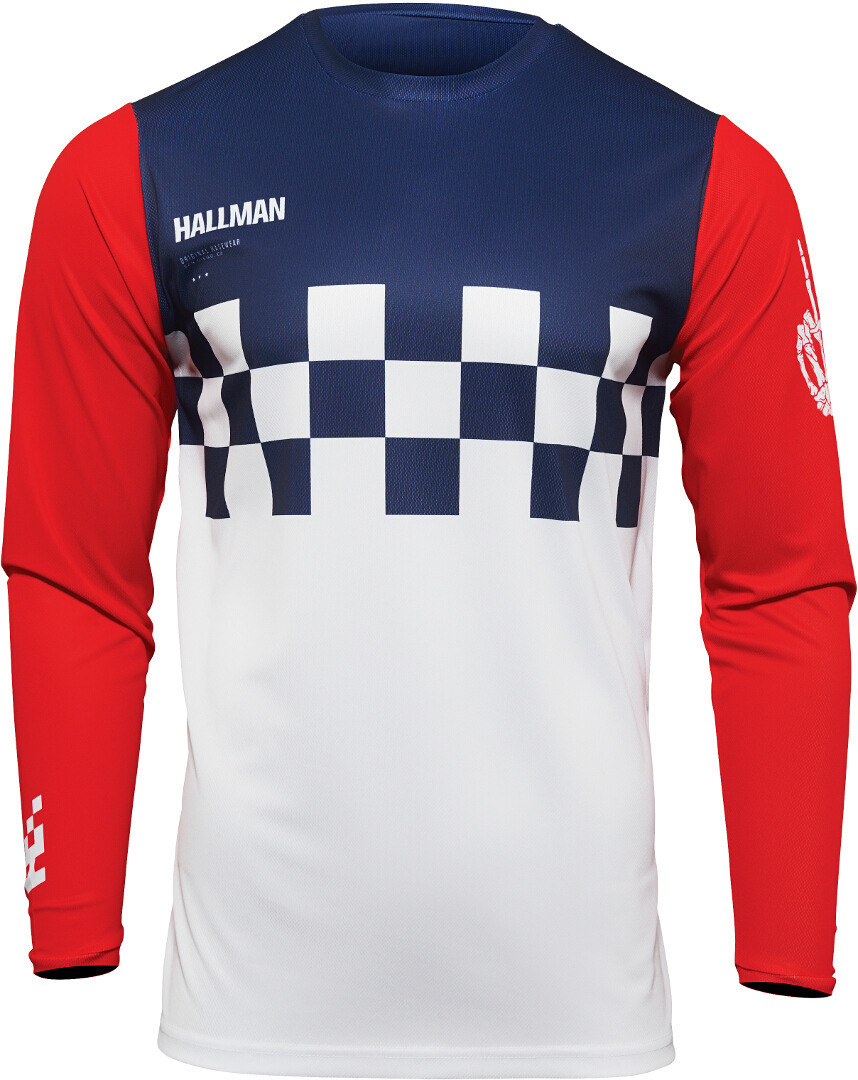 Thor Hallman Differ Cheq Motocross Jersey, white-red-blue, Size 2XL, white-red-blue, Size 2XL
