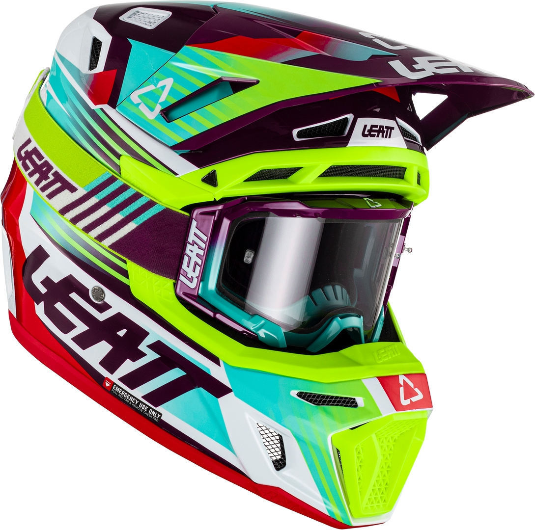 Image of Leatt Moto 8.5 V22 Composite Casco da motocross con occhiali, verde, dimensione L